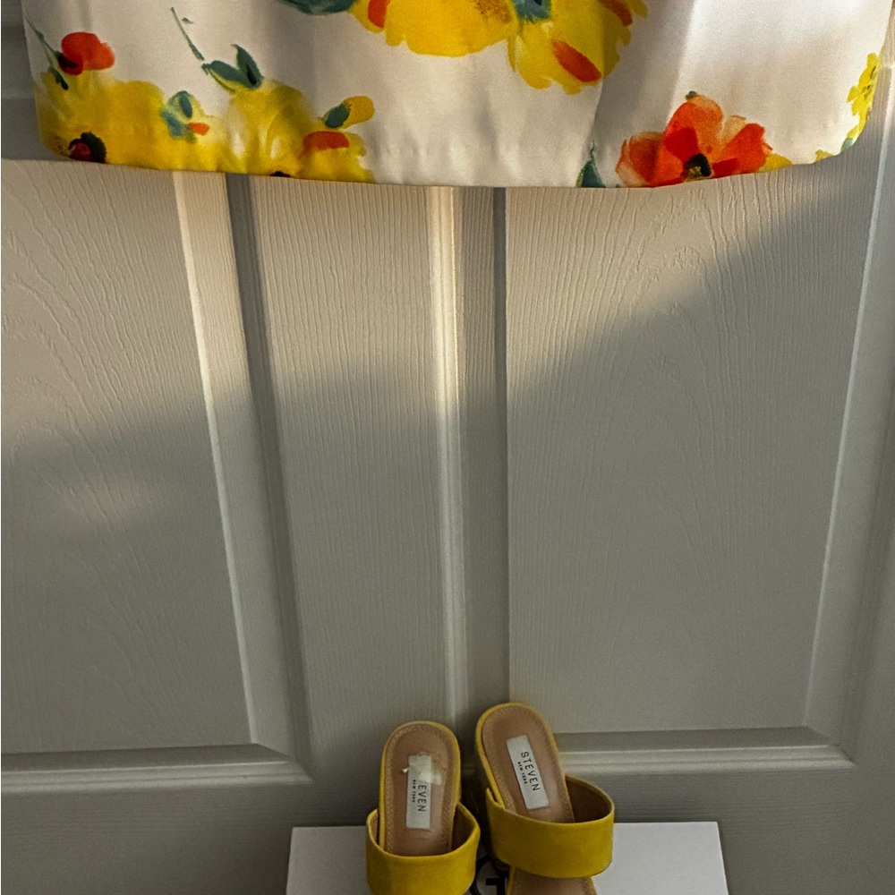 Alyx White Dress with Yellow Floral Design